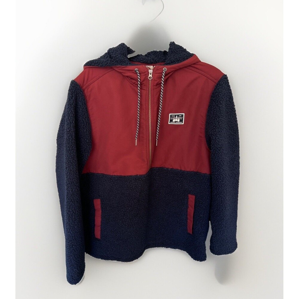 Hurley Long Sleeve Sherpa 1/2 Zip Anorak Pullover Hooded Jacket Mens M warm